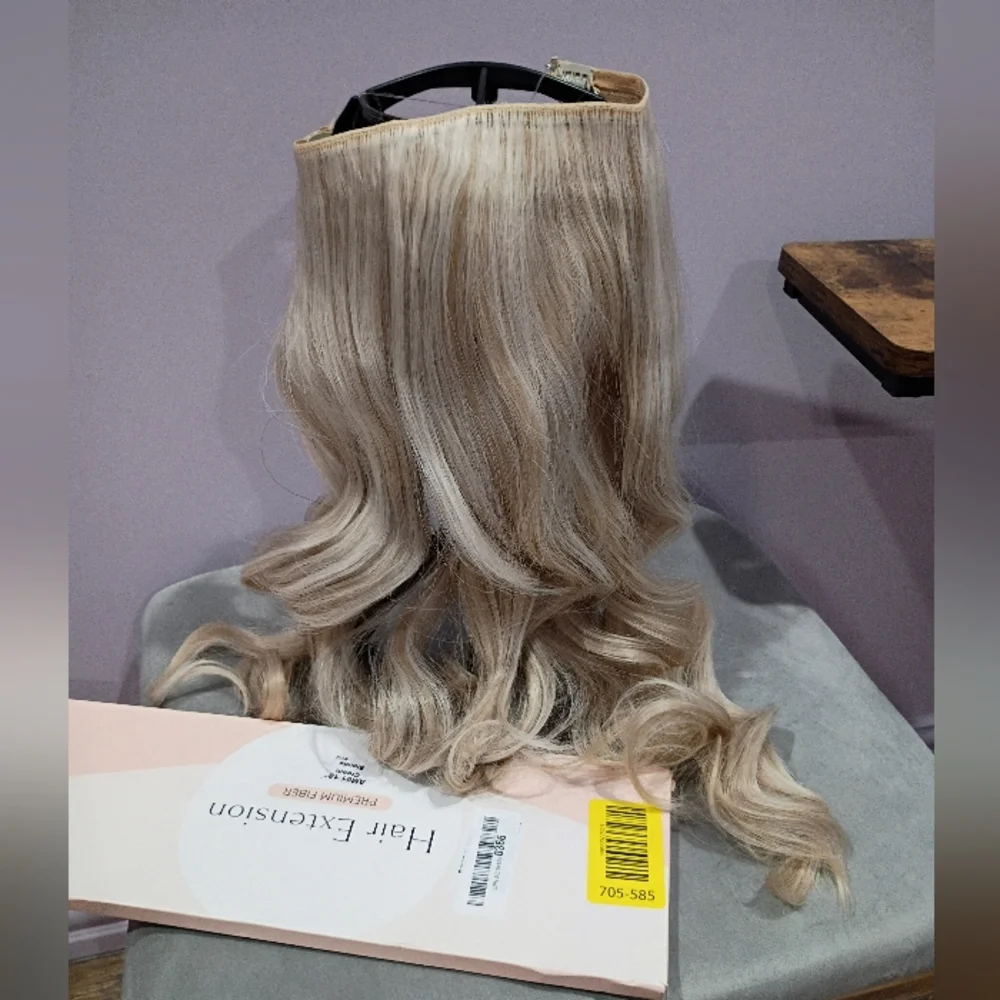 Invisible‎ Wire Hair Extensions with 3 Clips Long Wavy Curly Synthetic Hairpiece